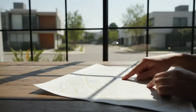 Manos señalando una ubicación marcada sobre un mapa de calles impreso