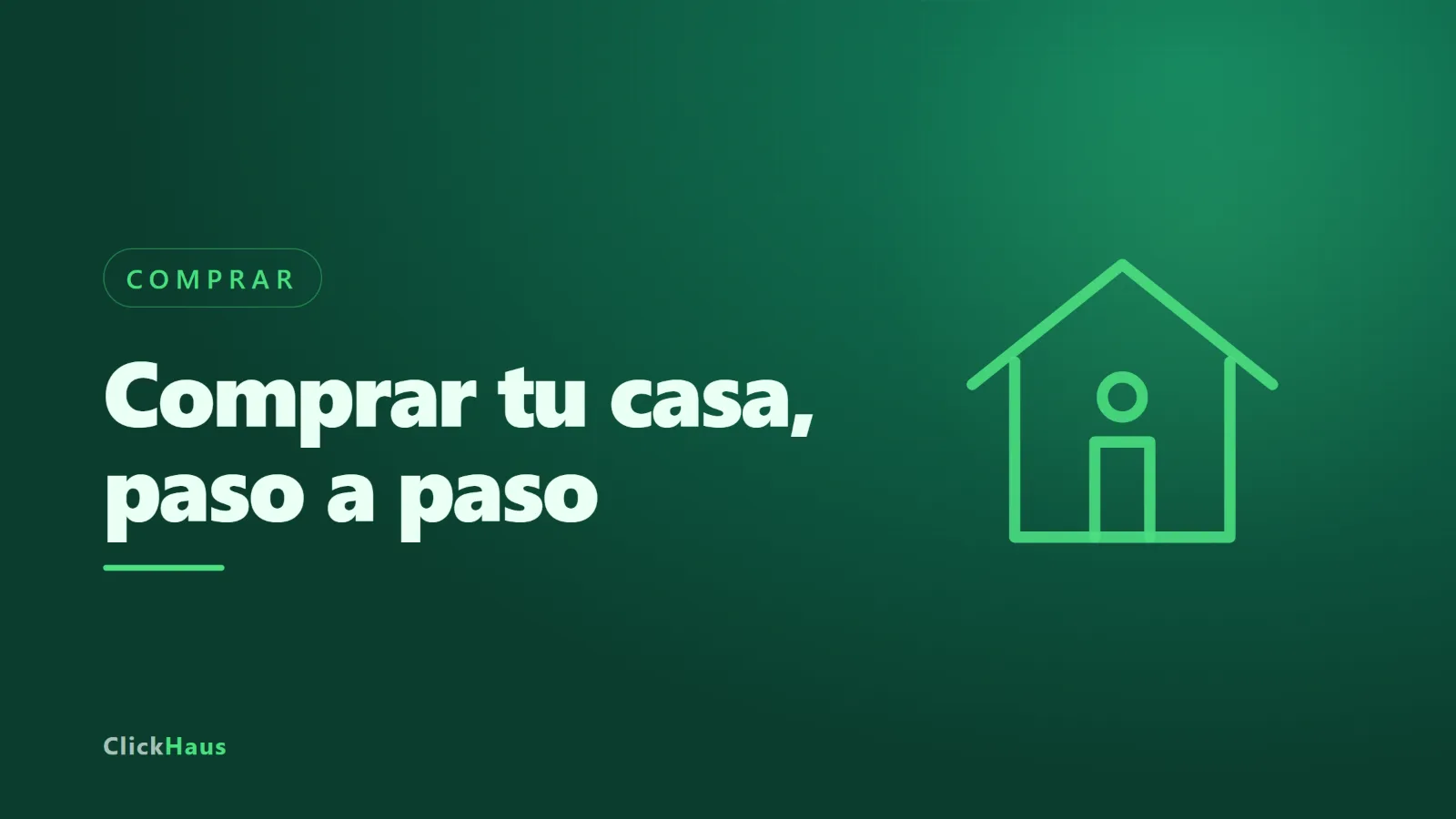 Ilustración de una casa con techo a dos aguas y una llave, sobre fondo verde degradado